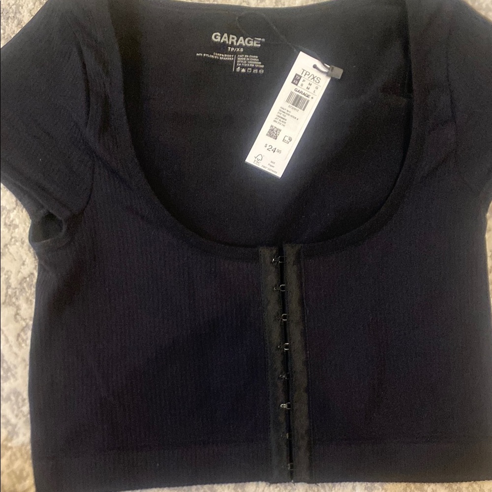 Garage Black Ribbed Women's Top
